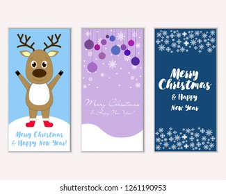 Vector illustration of Merry Christmas and Happy New Year greeting cards