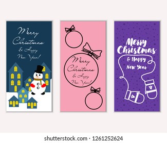 Vector illustration of Merry Christmas and Happy New Year greeting cards