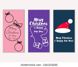 Vector illustration of Merry Christmas and Happy New Year greeting cards