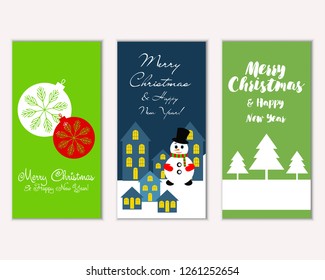 Vector illustration of Merry Christmas and Happy New Year greeting cards