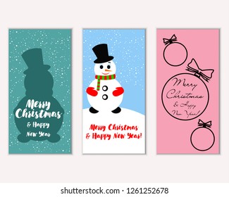 Vector illustration of Merry Christmas and Happy New Year greeting cards