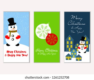 Vector illustration of Merry Christmas and Happy New Year greeting cards