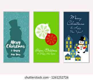 Vector illustration of Merry Christmas and Happy New Year greeting cards