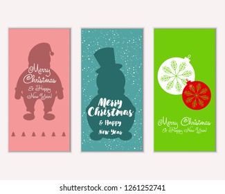 Vector illustration of Merry Christmas and Happy New Year greeting cards