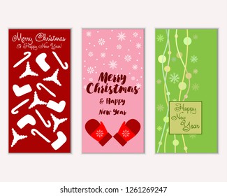 Vector illustration of Merry Christmas and Happy New Year greeting cards