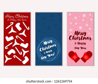 Vector illustration of Merry Christmas and Happy New Year greeting cards