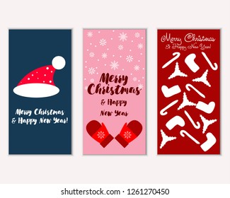 Vector illustration of Merry Christmas and Happy New Year greeting cards