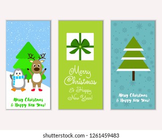 Vector illustration of Merry Christmas and Happy New Year greeting cards