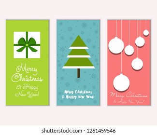 Vector illustration of Merry Christmas and Happy New Year greeting cards