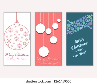 Vector illustration of Merry Christmas and Happy New Year greeting cards