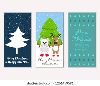 Vector illustration of Merry Christmas and Happy New Year greeting cards