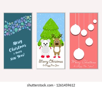 Vector illustration of Merry Christmas and Happy New Year greeting cards