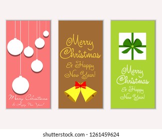 Vector illustration of Merry Christmas and Happy New Year greeting cards