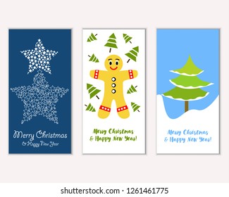 Vector illustration of Merry Christmas and Happy New Year greeting cards