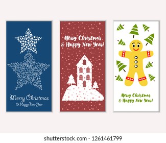 Vector illustration of Merry Christmas and Happy New Year greeting cards