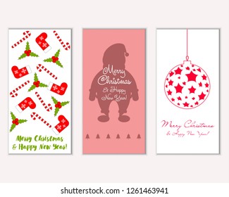 Vector illustration of Merry Christmas and Happy New Year greeting cards