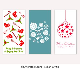 Vector illustration of Merry Christmas and Happy New Year greeting cards
