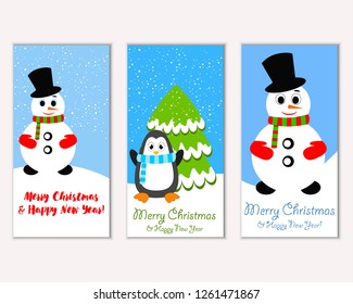 Vector illustration of Merry Christmas and Happy New Year greeting cards
