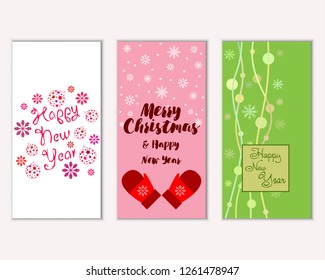 Vector illustration of Merry Christmas and Happy New Year greeting cards