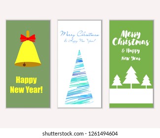 Vector illustration of Merry Christmas and Happy New Year greeting cards