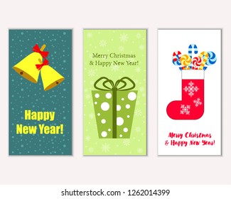 Vector illustration of Merry Christmas and Happy New Year greeting cards