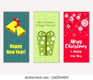 Vector illustration of Merry Christmas and Happy New Year greeting cards