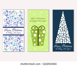 Vector illustration of Merry Christmas and Happy New Year greeting cards