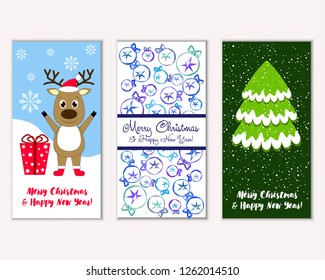 Vector illustration of Merry Christmas and Happy New Year greeting cards