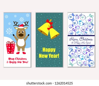 Vector illustration of Merry Christmas and Happy New Year greeting cards