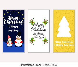 Vector illustration of Merry Christmas and Happy New Year greeting cards