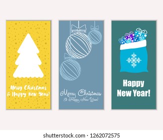 Vector illustration of Merry Christmas and Happy New Year greeting cards