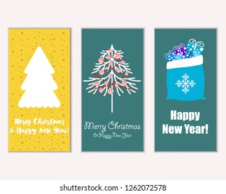 Vector illustration of Merry Christmas and Happy New Year greeting cards