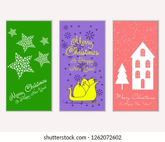 Vector illustration of Merry Christmas and Happy New Year greeting cards