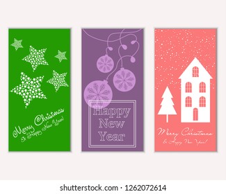Vector illustration of Merry Christmas and Happy New Year greeting cards