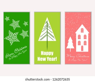 Vector illustration of Merry Christmas and Happy New Year greeting cards