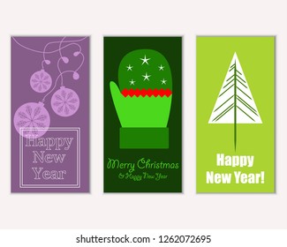 Vector illustration of Merry Christmas and Happy New Year greeting cards