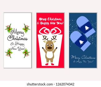 Vector illustration of Merry Christmas and Happy New Year greeting cards