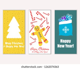 Vector illustration of Merry Christmas and Happy New Year greeting cards