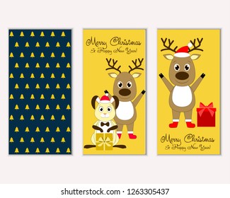 Vector illustration of Merry Christmas and Happy New Year greeting cards