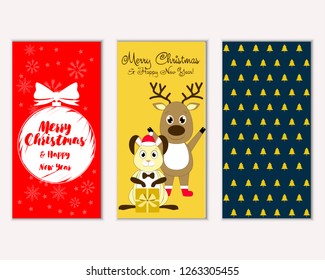 Vector illustration of Merry Christmas and Happy New Year greeting cards