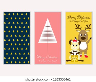 Vector illustration of Merry Christmas and Happy New Year greeting cards