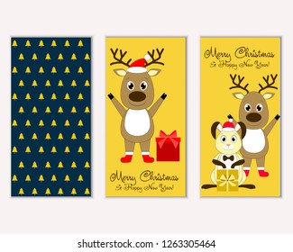 Vector illustration of Merry Christmas and Happy New Year greeting cards