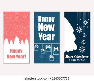 Vector illustration of Merry Christmas and Happy New Year greeting cards