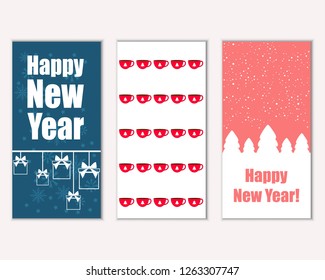 Vector illustration of Merry Christmas and Happy New Year greeting cards