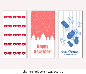 Vector illustration of Merry Christmas and Happy New Year greeting cards