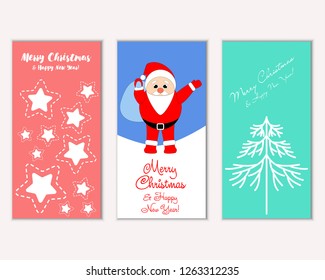 Vector illustration of Merry Christmas and Happy New Year greeting cards