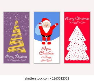 Vector illustration of Merry Christmas and Happy New Year greeting cards