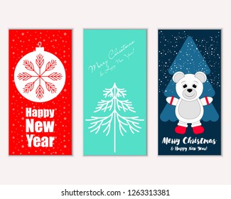 Vector illustration of Merry Christmas and Happy New Year greeting cards