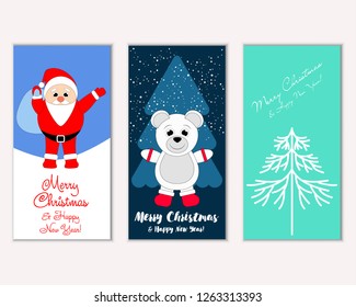 Vector illustration of Merry Christmas and Happy New Year greeting cards