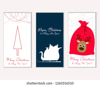 Vector illustration of Merry Christmas and Happy New Year greeting cards